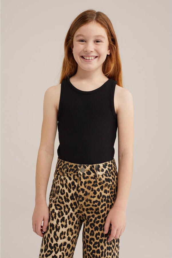 WE Fashion ribgebreide top zwart Meisjes Katoen Ronde hals Effen 170 176 - Foto 3