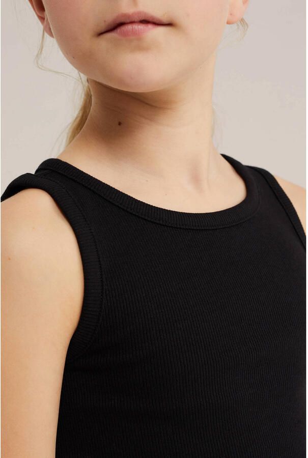 WE Fashion ribgebreide top zwart Meisjes Katoen Ronde hals Effen 134 140 - Foto 2