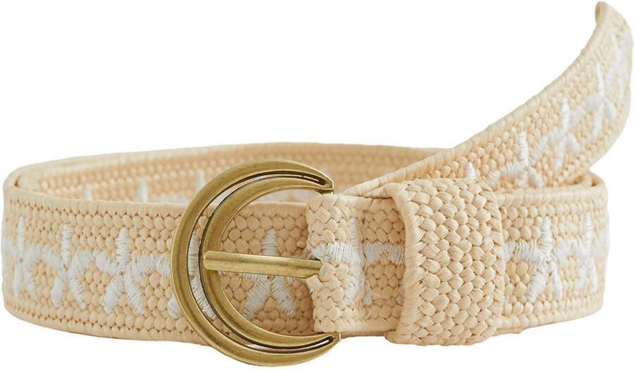 WE Fashion riem met borduursels beige wit