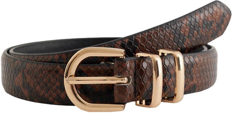 WE Fashion riem met slangenprint bruin