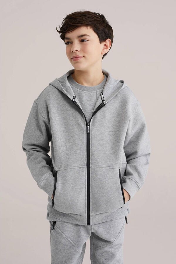 WE Fashion Salty Dog sweatvest grijs melange