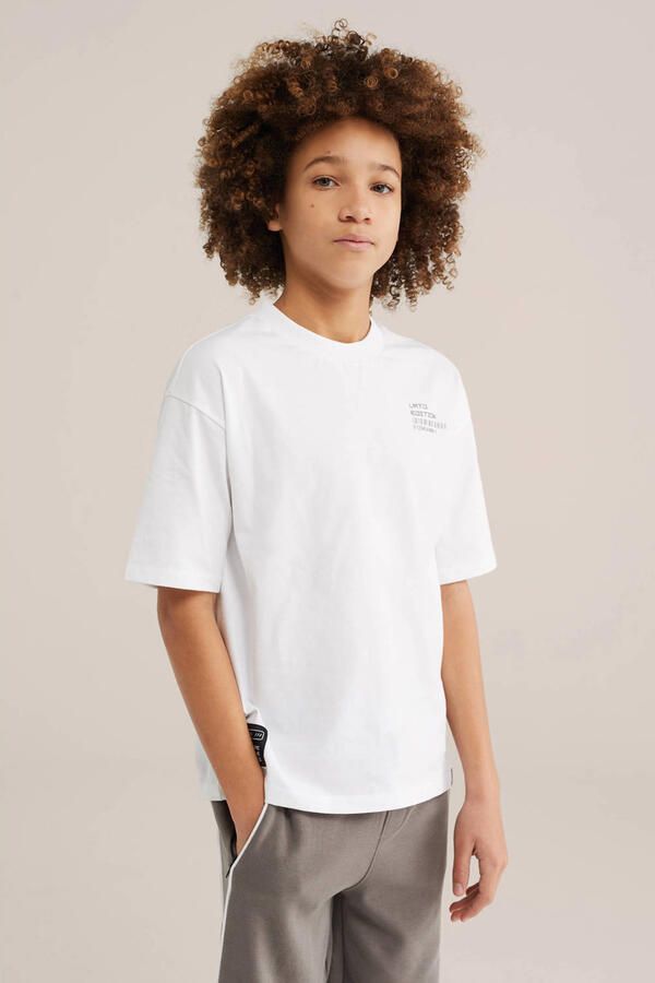 WE Fashion Salty Dog T-shirt met backprint wit