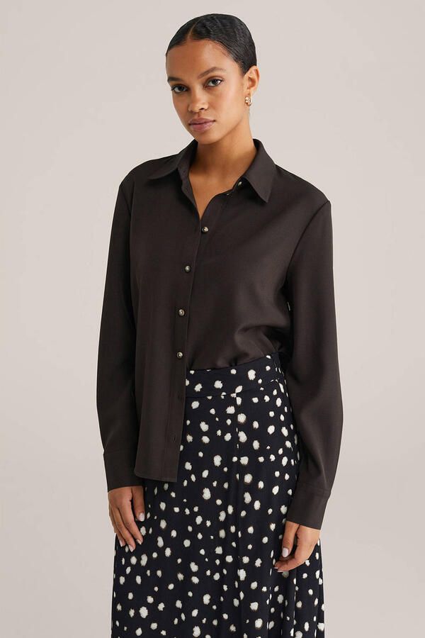 WE Fashion satijnen blouse zwart