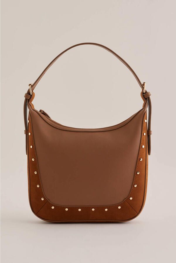 WE Fashion schoudertas met studs bruin - Foto 3