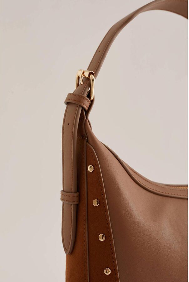 WE Fashion schoudertas met studs bruin - Foto 2