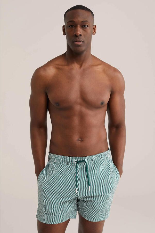 WE Fashion seersucker zwemshort groen