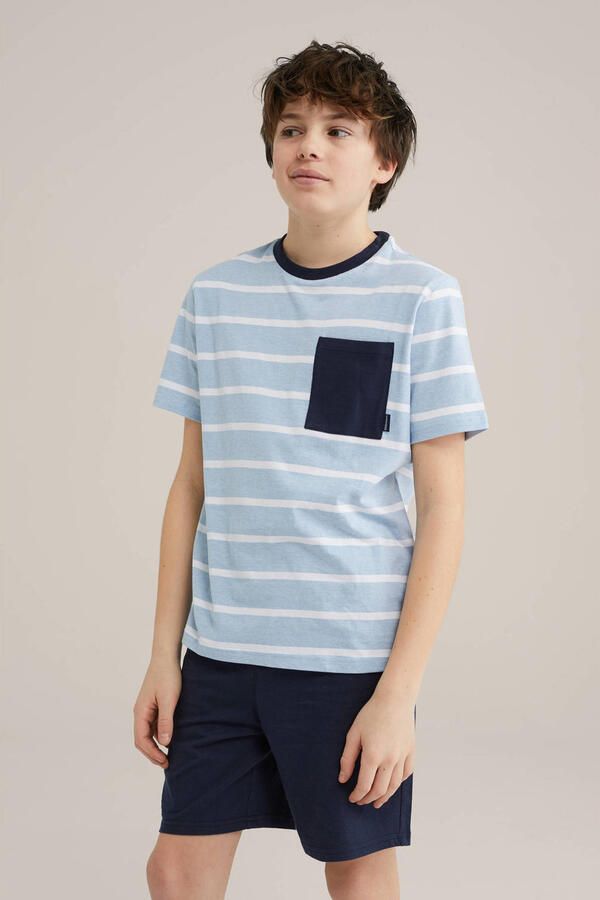 WE Fashion shortama lichtblauw donkerblauw wit - Foto 1