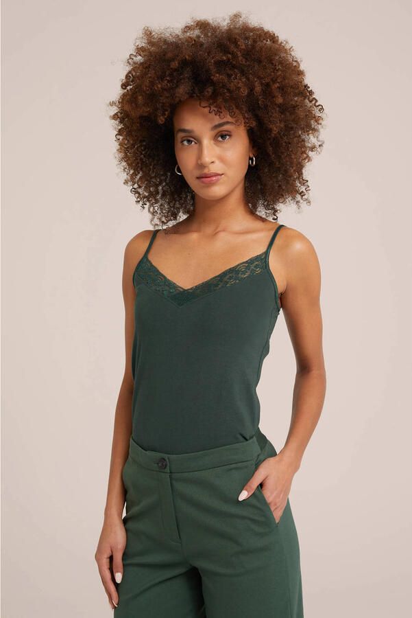 WE Fashion singlet met kant groen