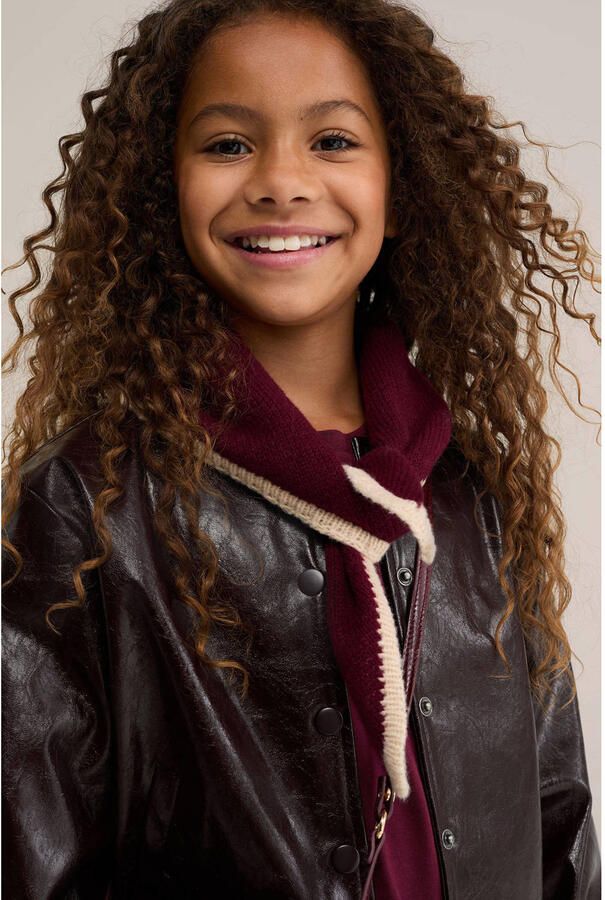 WE Fashion sjaal donkerrood beige Meisjes Polyester Meerkleurig - Foto 3