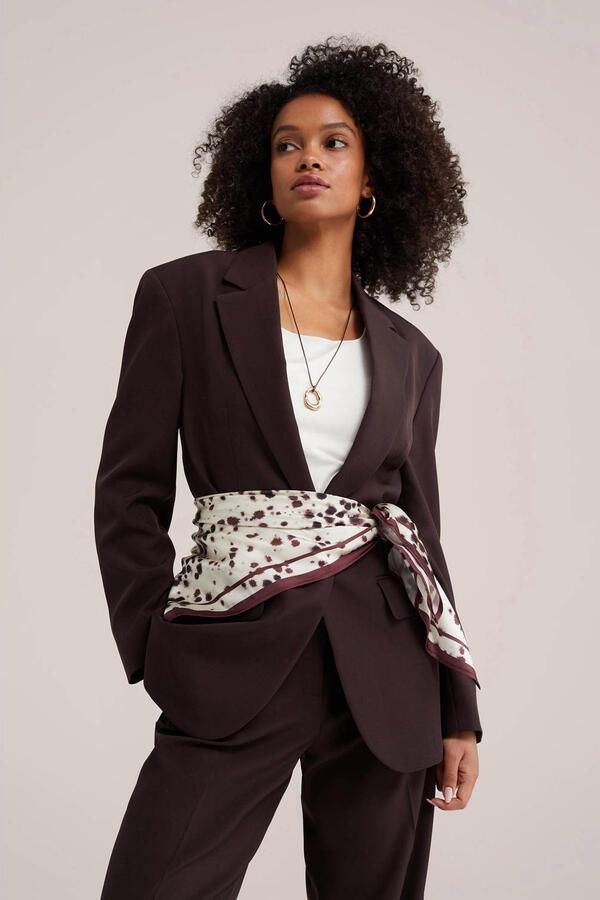 WE Fashion sjaal met print ecru bruin