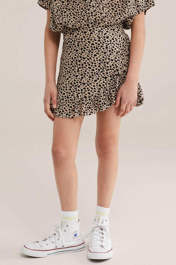 WE Fashion skort met panterprint bruin