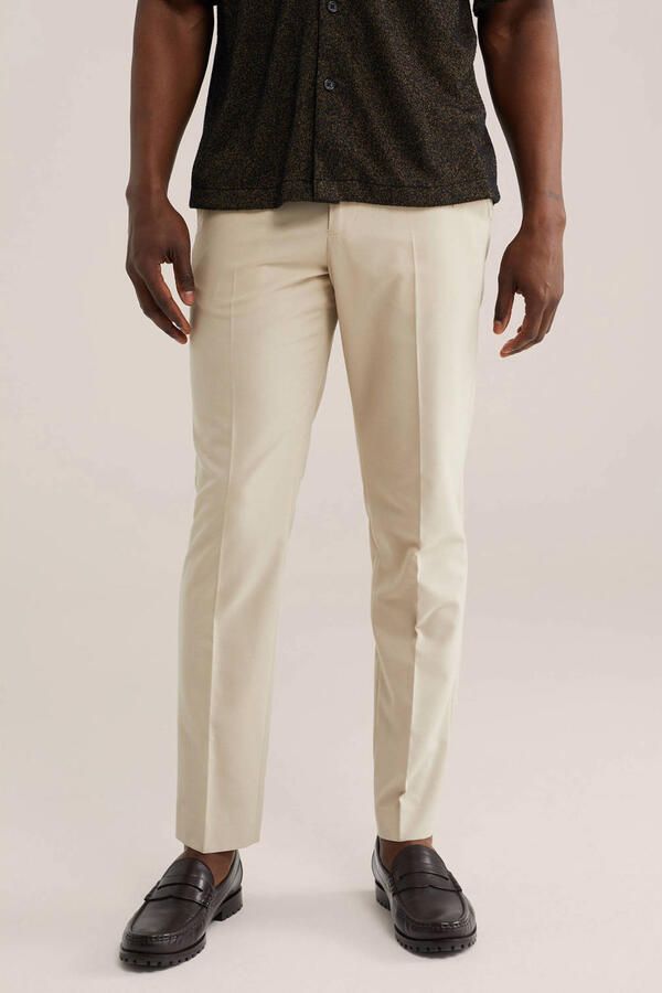 WE Fashion slim broek beige