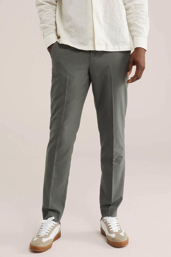 WE Fashion slim broek donkergroen