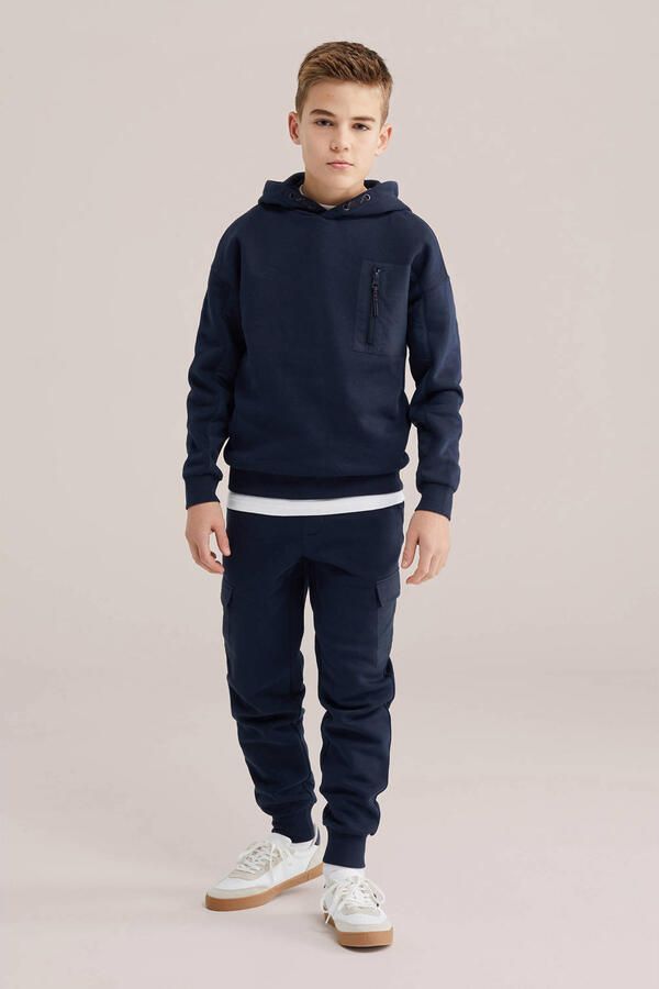 WE Fashion slim casual broek donkerblauw - Foto 2