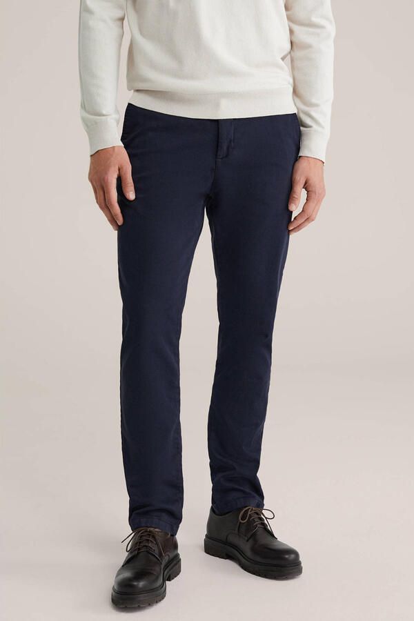 WE Fashion slim chino donkerblauw