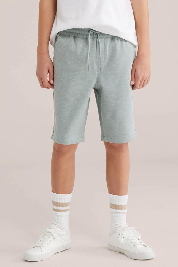 WE Fashion slim chino short grijsblauw