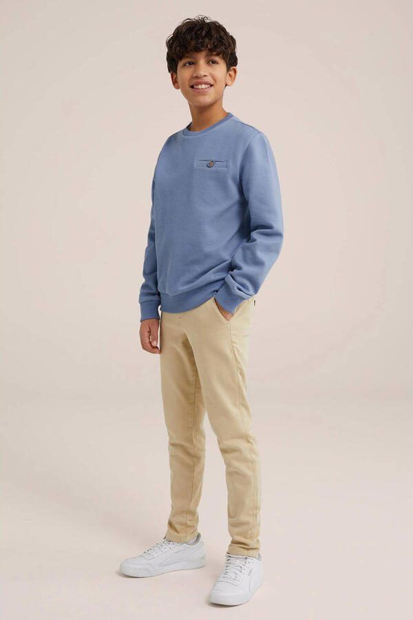 WE Fashion slim fit broek beige Jongens Katoen Effen 104 - Foto 3