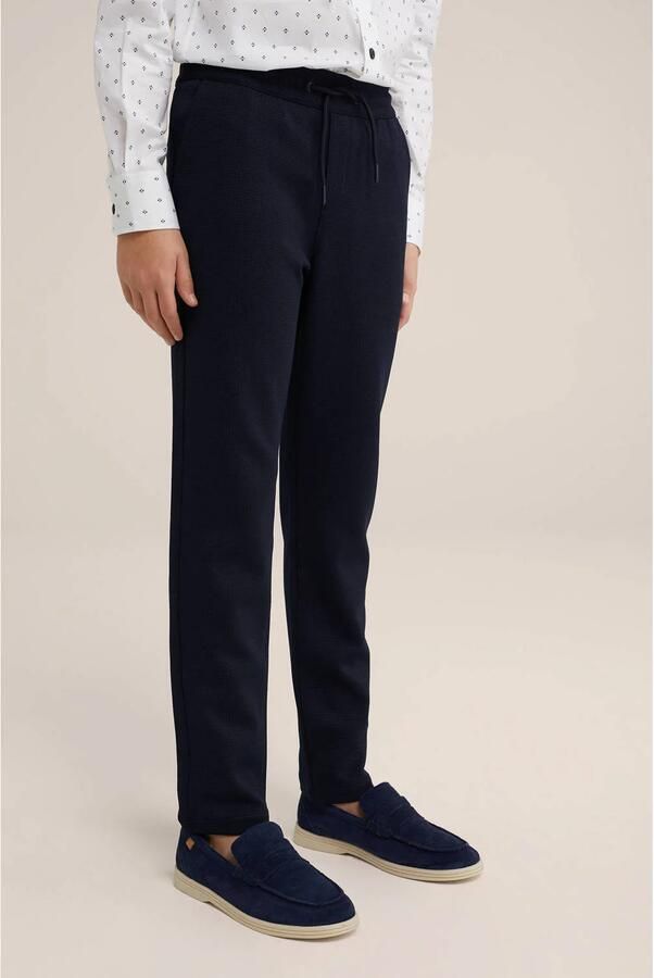 WE Fashion slim fit broek donkerblauw Jongens Polyester Effen 110 - Foto 2
