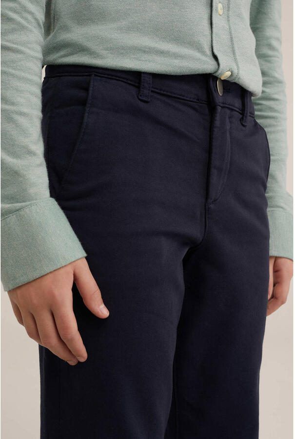 WE Fashion slim fit broek donkerblauw Jongens Katoen Effen 104 - Foto 2