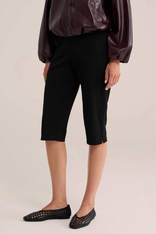 WE Fashion slim fit capribroek zwart