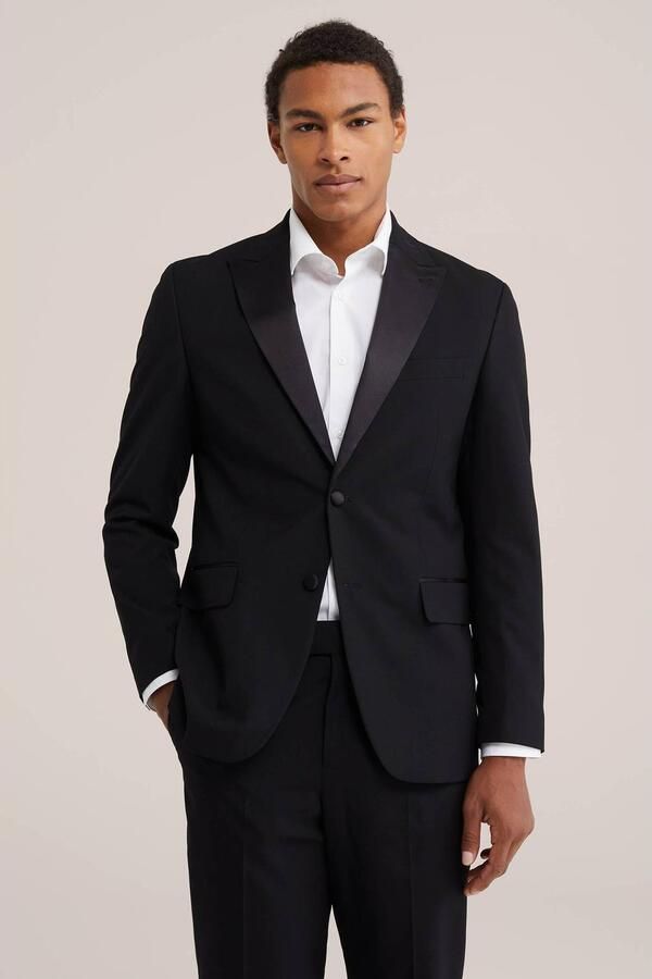 WE Fashion slim fit colbert zwart