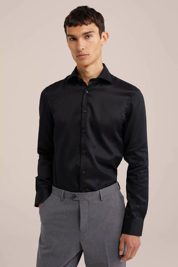 WE Fashion slim fit overhemd black