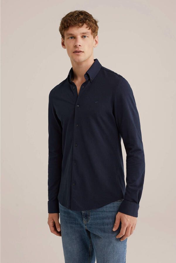 WE Fashion slim fit overhemd heavy blue