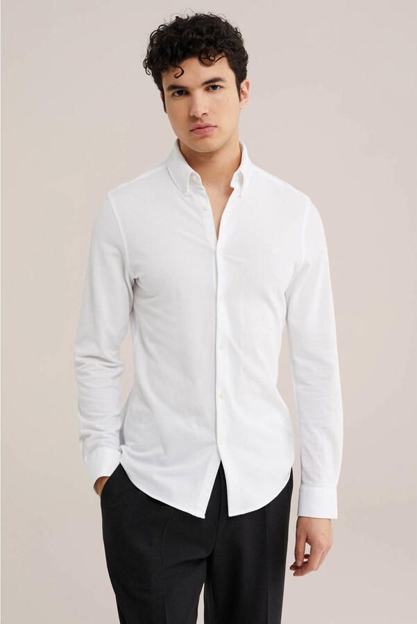WE Fashion slim fit overhemd met stretch wit - Foto 3