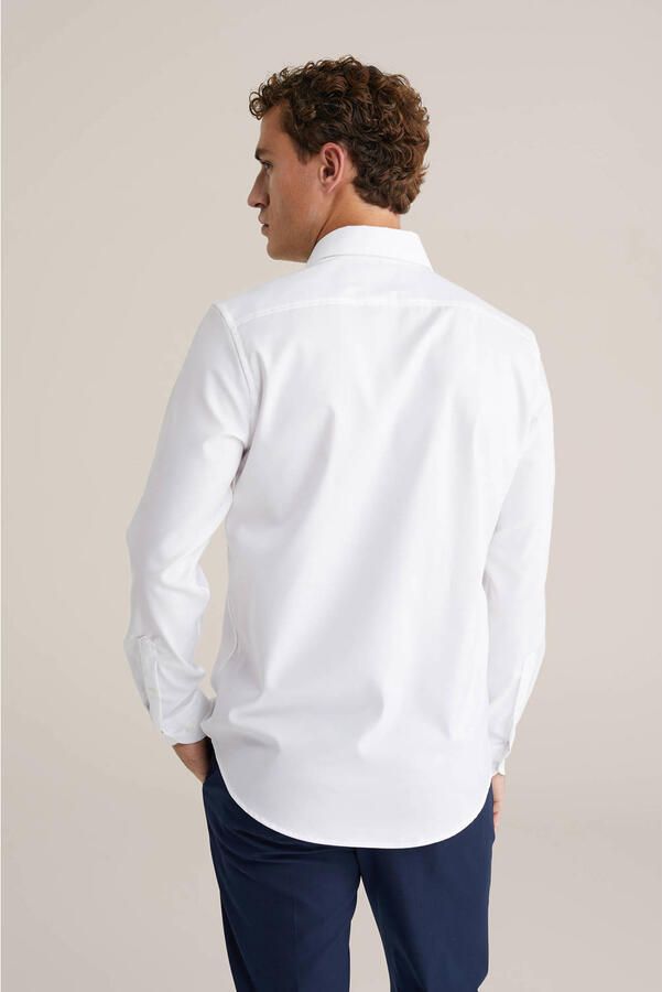 WE Fashion slim fit overhemd white uni