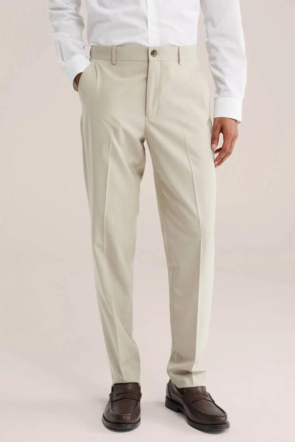 WE Fashion slim fit pantalon beige