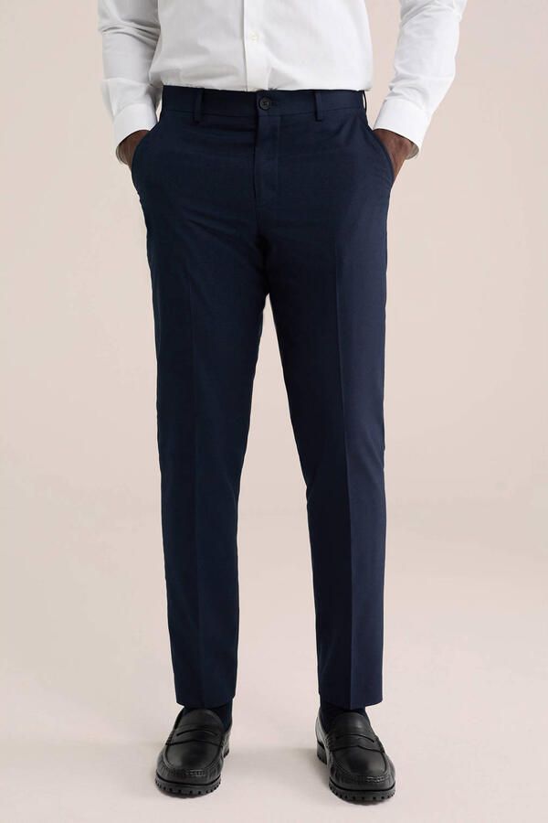 WE Fashion slim fit pantalon blauw