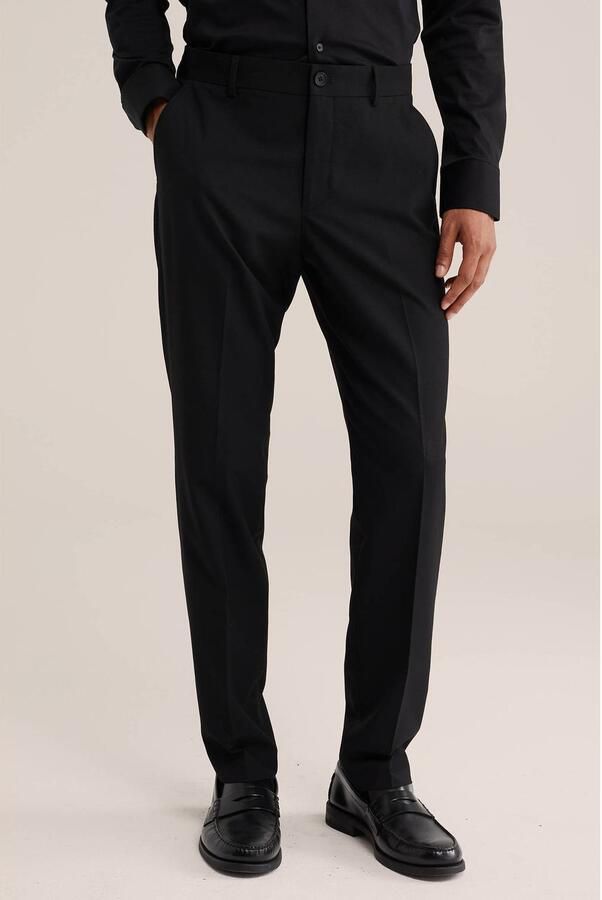 WE Fashion slim fit pantalon zwart