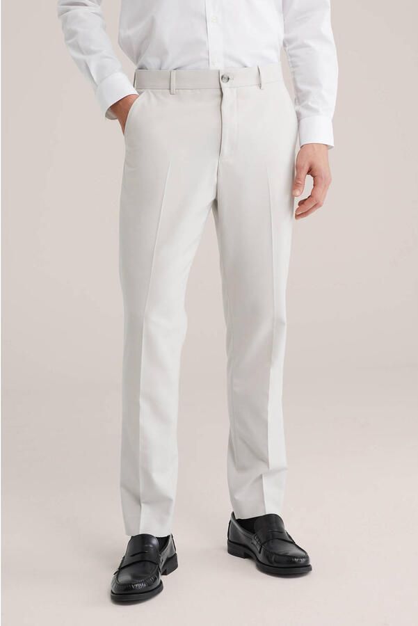WE Fashion slim pantalon beige