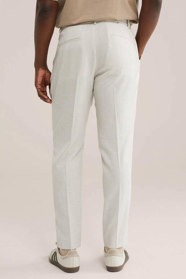 WE Fashion slim pantalon beige met textuur - Foto 3