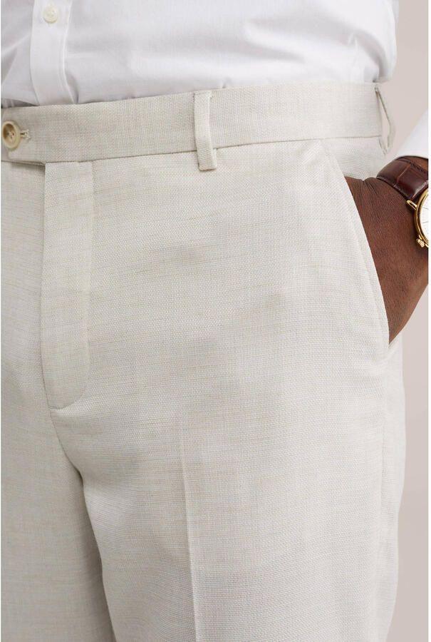 WE Fashion slim pantalon beige met textuur - Foto 2