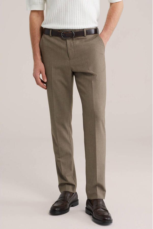WE Fashion slim pantalon bruin