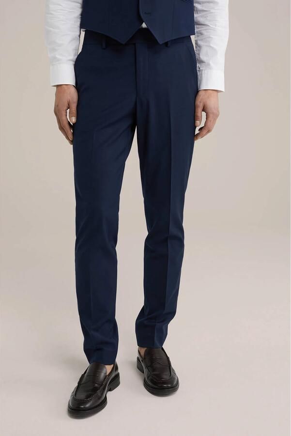 WE Fashion slim pantalon donkerblauw