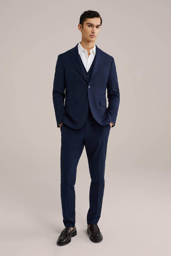 WE Fashion slim pantalon donkerblauw - Foto 2