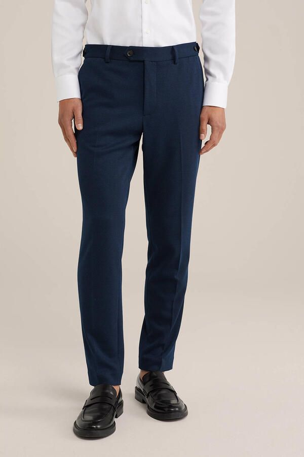 WE Fashion slim pantalon donkerblauw