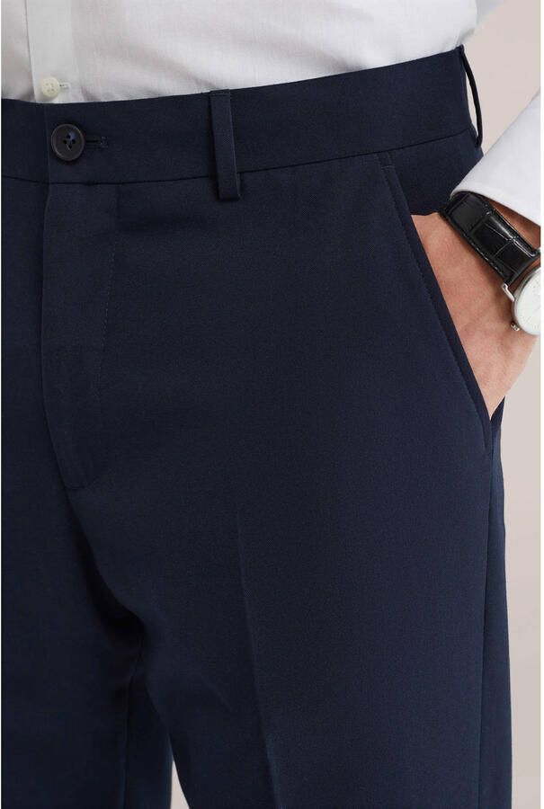WE Fashion slim pantalon donkerblauw