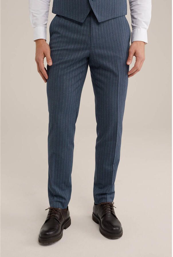 WE Fashion slim pantalon grijsblauw