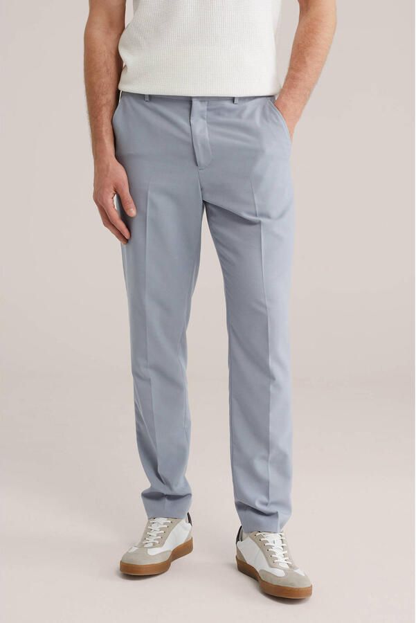 WE Fashion slim pantalon grijsblauw