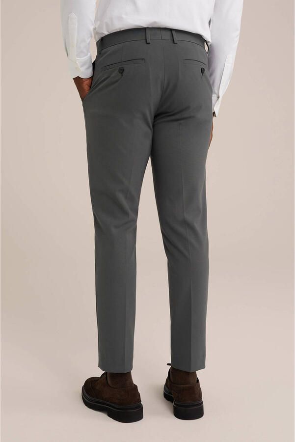 WE Fashion slim pantalon grijsgroen