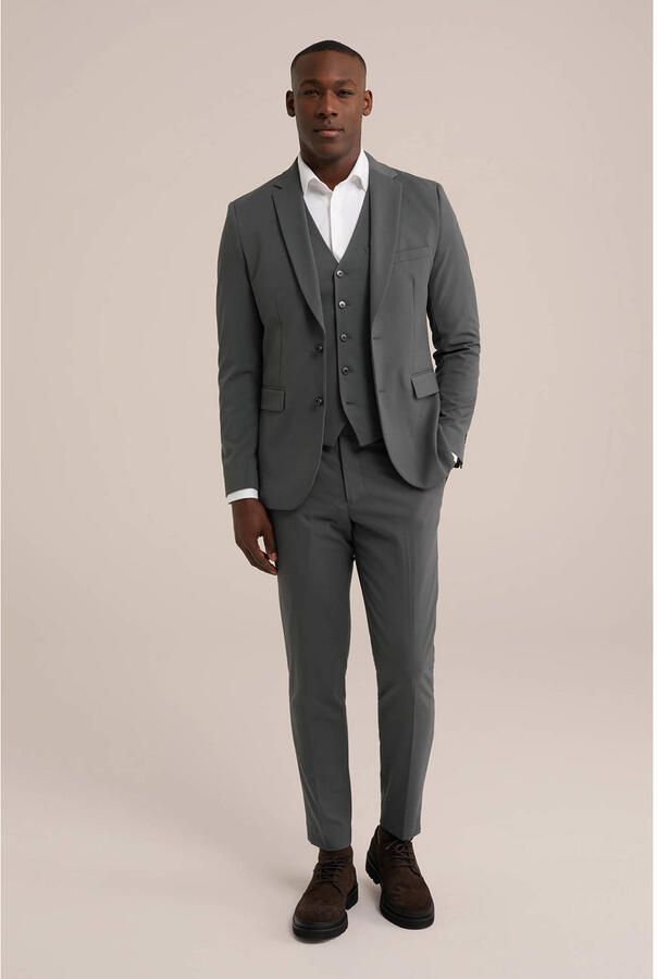 WE Fashion slim pantalon grijsgroen - Foto 2