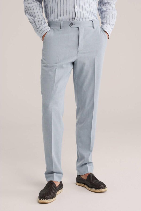 WE Fashion slim pantalon lichtblauw