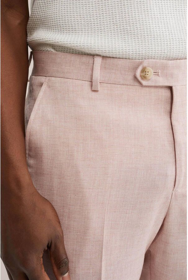 WE Fashion slim pantalon lichtroze met textuur - Foto 2