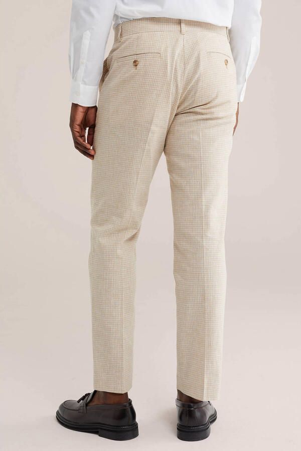 WE Fashion slim pantalon met linnen beige - Foto 3
