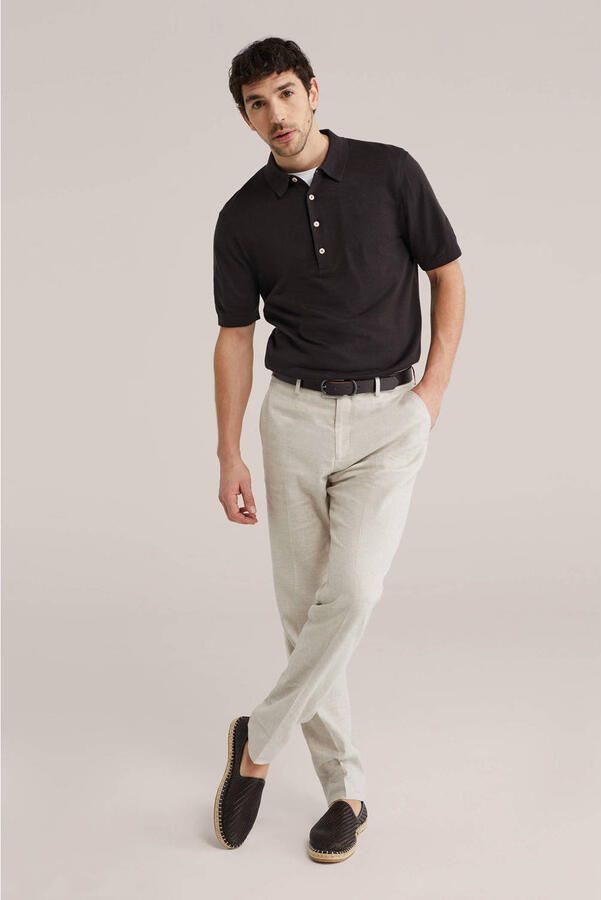 WE Fashion slim pantalon met linnen ecru - Foto 2