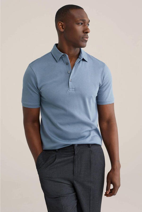 WE Fashion slim polo blauw