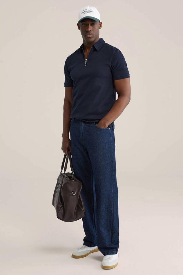 WE Fashion slim polo donkerblauw - Foto 3